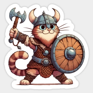 Funny Viking Warrior Cat Norse Mythology Anime Portrait Sticker